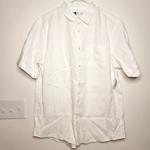 NWT Old Navy Everyday Shirt Linen Blend button down Men's XL Tall Regular fit
